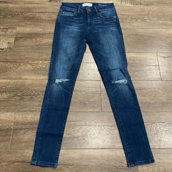 DL1961 'Emma Power Legging' Blue Stretch  Skinny Crop Jeans Sz. 24 - Picture 2 of 8